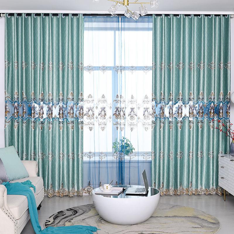 1/2pcs High-end Hollow European Water-soluble Embroidered Curtains for Living Room Balcony Bedroom Thick Double-layer Curtains