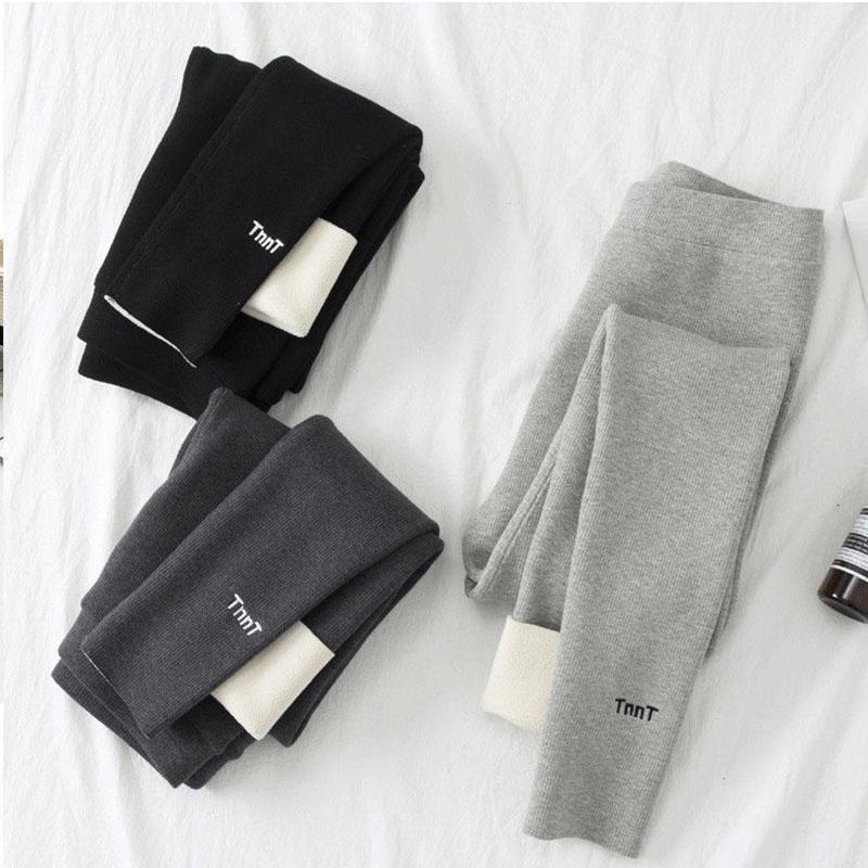 Girls' Leggings In Autumn and Winter Plus Velvet Outer Wear High-waist Threaded Trousers Stretch Pants Casual Pants