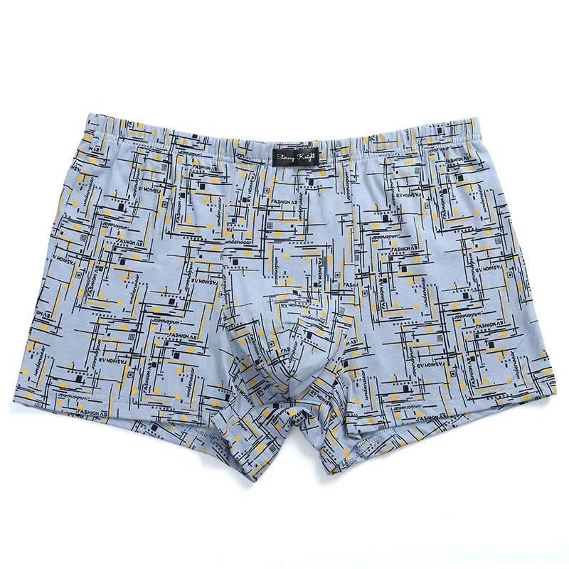 4 Pieces of Men's Cotton Large Size Boxer Briefs Youth Print Briefs Personality Trend Sexy Loose Shorts