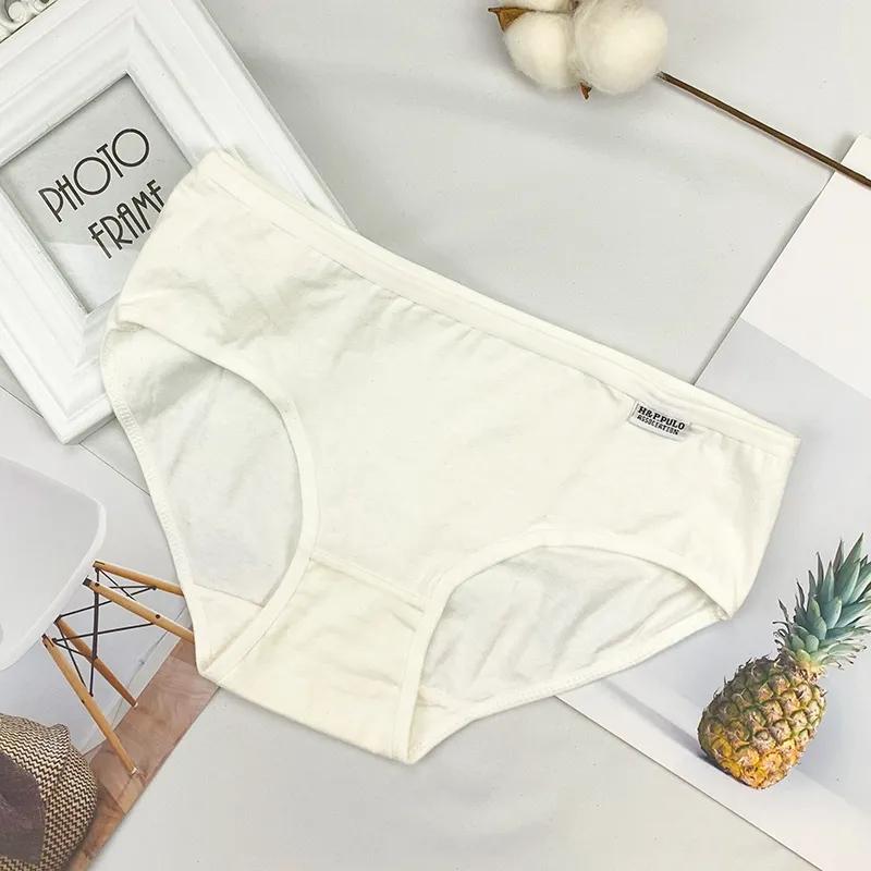 3Pcs/Set Women's Solid Color Large Size Causal Soft Briefs Mid Waist Seamless Cotton All-match Underpants