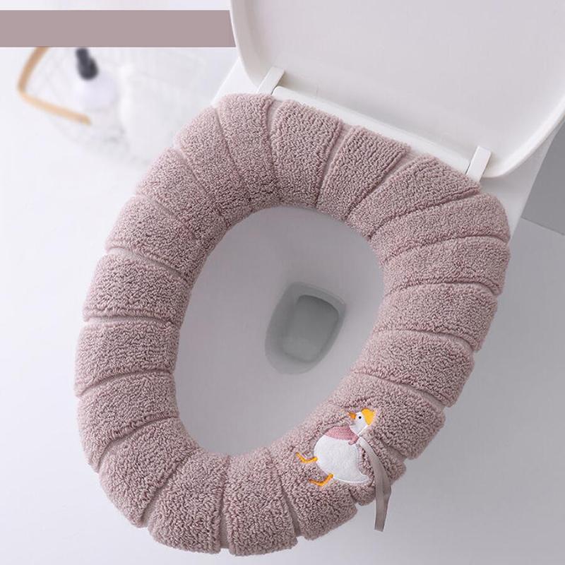 Universal Toilet Seat Cover Round Toilet Seat Cushion Bathroom Lavatory Cover Mat Winter Thick Warm Washable Cat Cartoon Cute Toilet Seat Covers