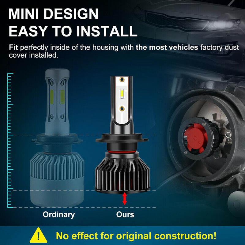 1pc Mini H4 H7 LED Bulb Car Headlight H1 H3 H8 H11 Led 9005 HB3 9006 HB4 12000LM 6000K White Auto Fog Lights Headlamp