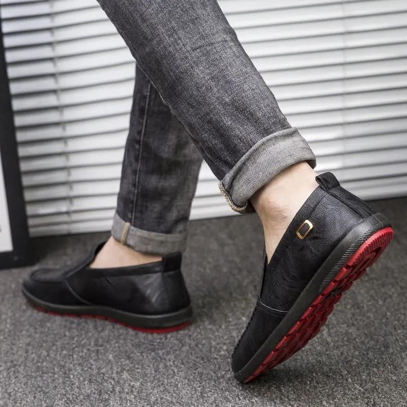 Men's Casual Leather Shoes Business British Leather Shoes Comfortable Soft Bottom Breathable Driving Shoes Slip on Loafers