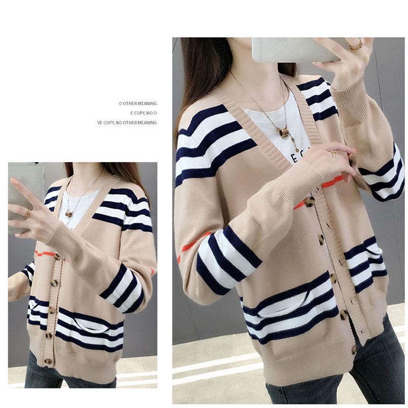 Autumn and Winter Loose Cardigan Sweater Long-sleeved Cardigan V-neck Top Fashion Casual Women's Jacket