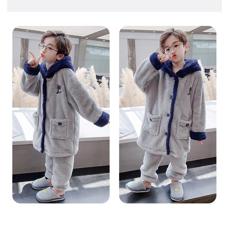 Children's Fannel Pajamas Sets Autumn and Winter Thickened Warm Girls' Homewear Clothes Cartoon Dinosuar Toddler Boy's Pajamas