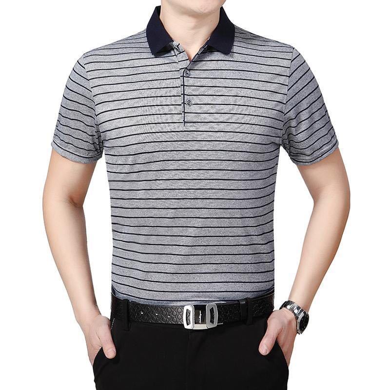 Summer Casual Business Men's Short-sleeved POLO Shirt Embroidered Lapel Middle-aged Father T-shirt