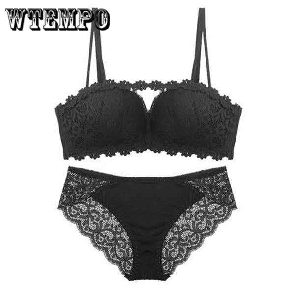 Brand New Sexy Women Bra Set Lace Hollow Out Panty Underwear Set Red Black Beige Brief Sets