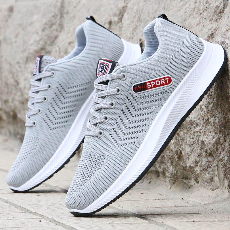 Plus Size 39-44 Summer Men Mesh Letter Sneakers Anti-Slippery Breathable Basketball Shoes Wild Non-slip Comfortable Running Shoes Travel Shoes