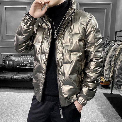 Fashionable and Thin Young and Middle-aged Men's Down Jacket Winter Cold-proof and Waterproof Short Large Size Thickened Stand Collar Jacket