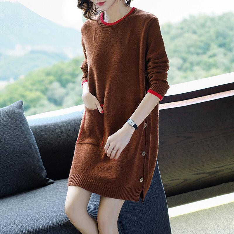 Autumn Winter Women Turtleneck Sweater Dress Thick Warm Female Dresses Ladies Knit Jumper Tops