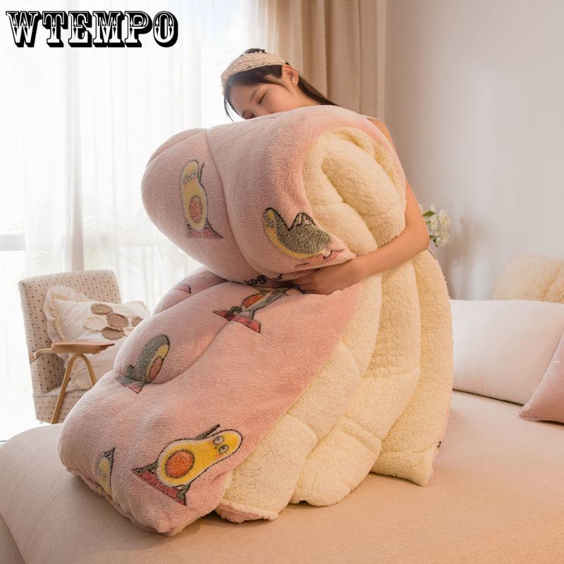 Bedspread Quilt Snow Fleece Winter Quilt Thicker Warmth Winter Student Dormitory Single Double Quilt Lamb Velvet Quilt