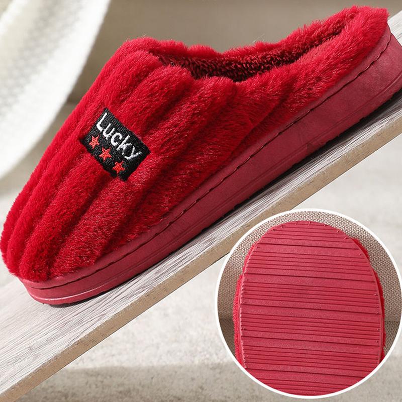 Cotton Slippers Couple Women Winter Home Indoor Warmth Non-slip Thick-soled Shoes Men's Slippers