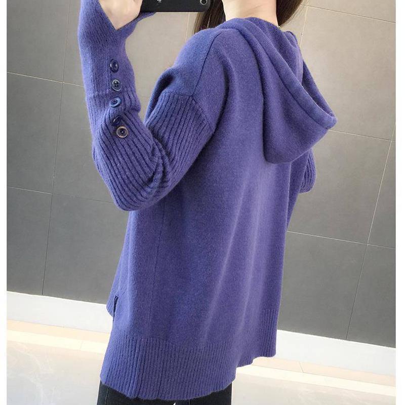 Outer Wear and Inner Hooded Sweater Fall and Winter Student Fashion Trend Loose Sweater Pullover Women Sweater