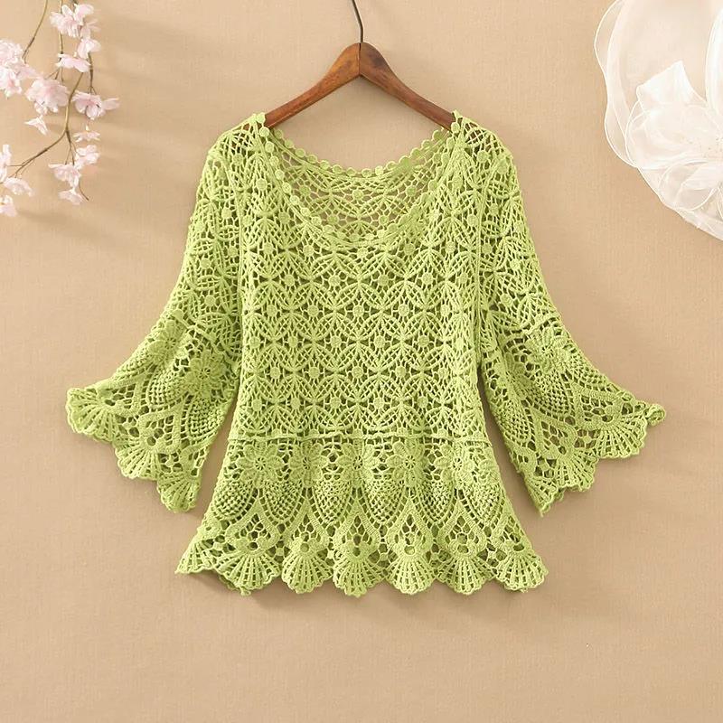 Pullover Shawl Women's Summer with A Suspender Skirt and A Short Loose Knitted Hollow Blouse for Women