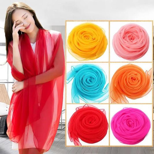 Pure Color Ice Silk Scarf Female Air Conditioning Shawl Warm Scarf Ladies Silk Scarf Thin Section Mother Decoration Sunscreen Long Beach Towel