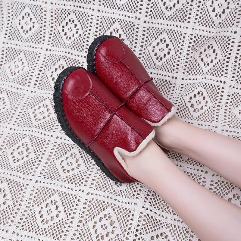 Winter Women's Cotton-padded Shoes Waterproof Non-slip Plus Velvet Warmth Thick-soled Peas Cotton Shoes Moccasin Shoes