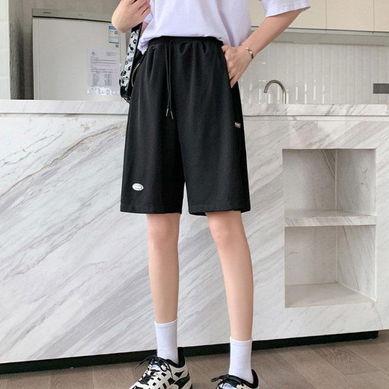 Women's Ice Silk Sports Shorts Summer Thin Section Plus Size High Waist Wide Legs Loose and Thin Girl Five Points Casual Pants Fitness Short