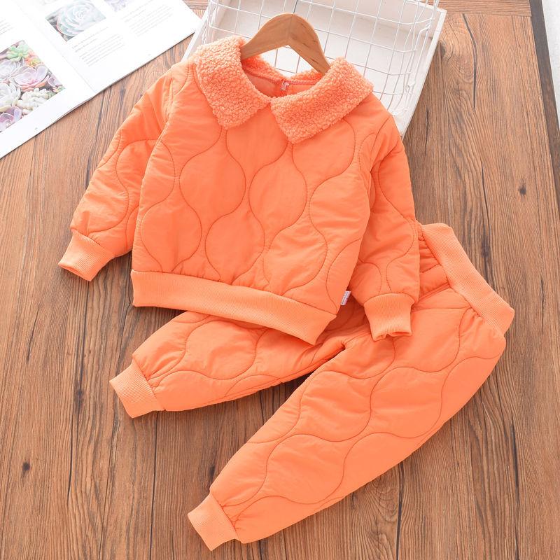 Children's Cotton Suit Autumn and Winter Children's Fashion Children's Clothing Men and Women Baby Quilted Two-piece Suit