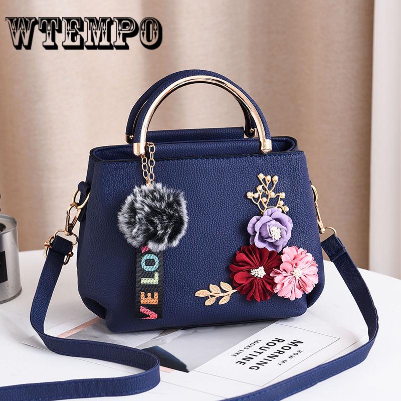 Leather Handbags Women Tote Top-handle Embroidery Flower Shoulder Bag