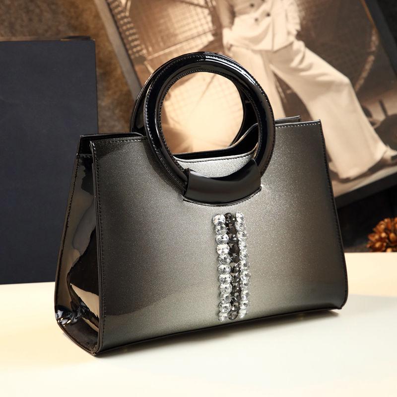 Bright Solid Patent Leather Shoulder Bags Ladies Handbags Casual Top-handle Messenger Bag Tote Bag