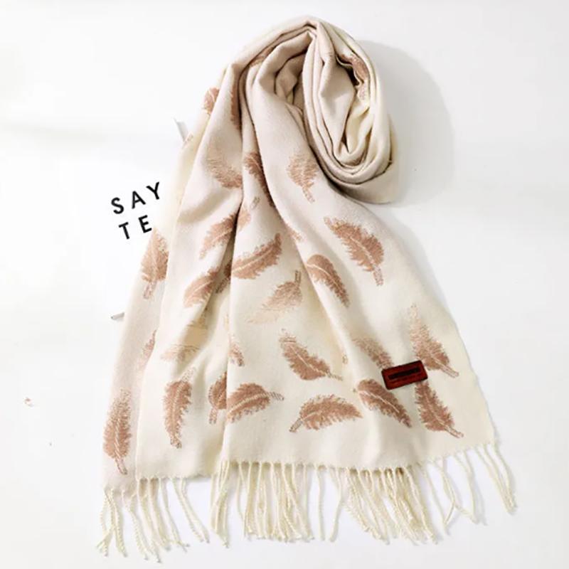 Scarf Female Winter Japanese Trend Imitation Cashmere Gradient Leaf Wild Dual-use Shawl Long Scarf