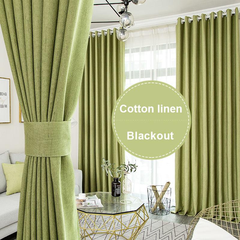 Vicky Nordic Style Ins Simple Solid Color Cotton and Linen Curtains Bedroom Living Room Blackout High-end Curtains