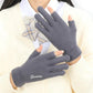 Women's Winter Touch Screen Gloves Warm Velvet Thick Half-finger Mittens Wool Non-slip Show Two-finger Office Driving Gloves Solid Knitting Gloves