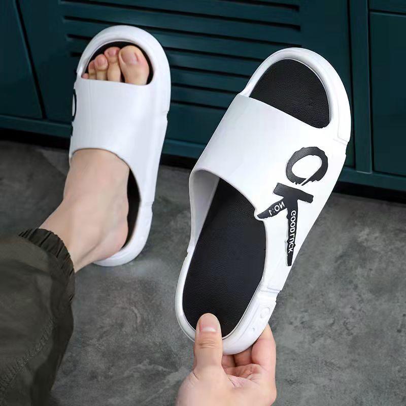 Men's and Women's Same Summer Slippers Indoor Bathroom Non-slip Thick Bottom Flip-flops Korean Style Personality Outside Wear Men's Sandals