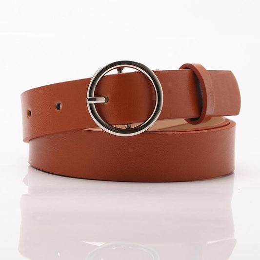 Belt Women Solid Color PU Leather Thin Skinny Waistband Belt Clothes Accessories