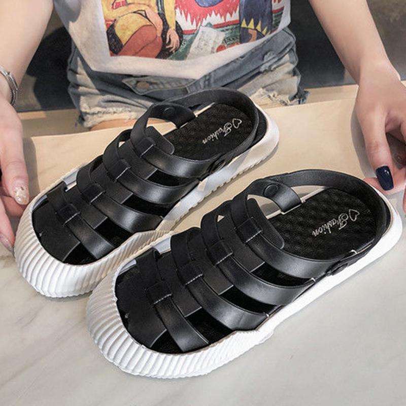 Non-open-toed Sandals Women Roman Non-slip Soft-soled Beach Sandals and Slippers Two Wear One Pedal Sandals