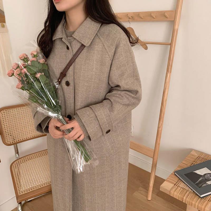 Autumn and Winter Woolen Coat, Women's Woolen Coat, Mid-length and Thin Temperament