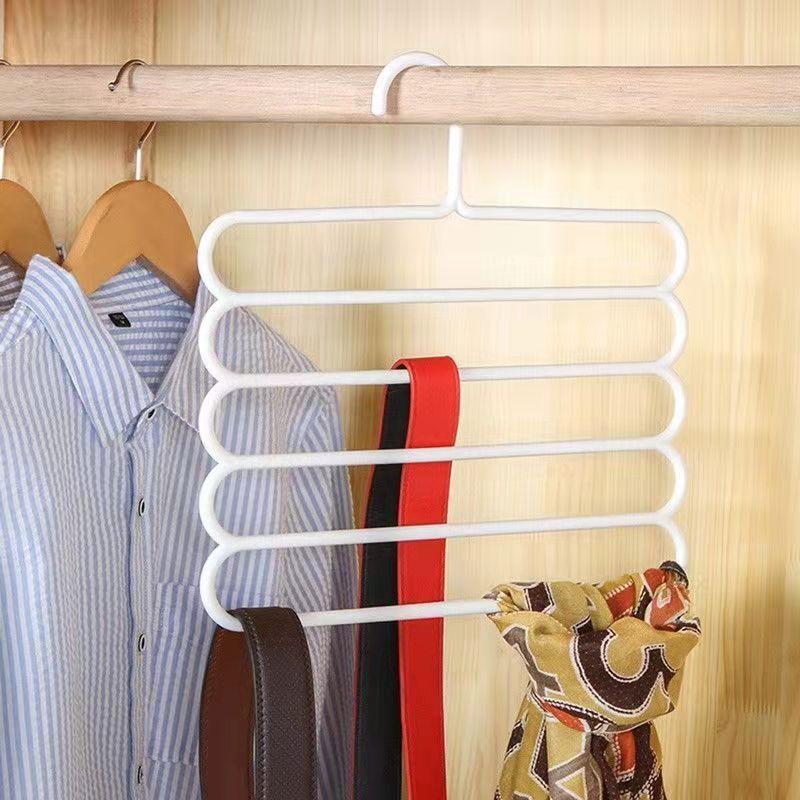 5/10Pcs Multifunctional Five-layer Pants Shelf Non-slip Multi-layer Clothes Hanger Drying Rack Towel Indoor Storage Artifact Pants Hanging Scarf Rack