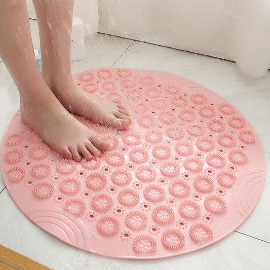 Round Bathroom Non-slip Mat Environmentally Friendly Shower Room Bath Mat Toilet Mat Bathroom Waterproof Mat with Suction Cup