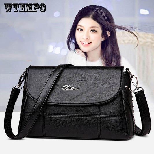 Fashion Women's Bag Leather Texture Bag Trend Wild Messenger Bag Zipper Bag Small Square Bag