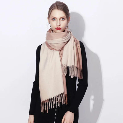 Winter Imitation Cashmere Scarf Wild Oversized Fringe Plaid Scarf Thickening and Lengthening Scarf Shawl