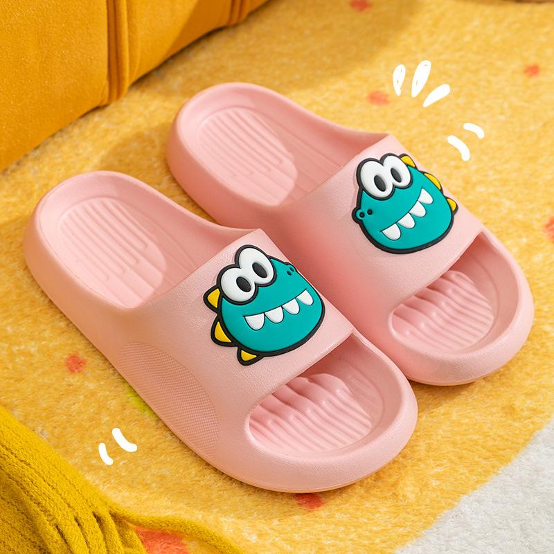 Cartoon Dinosaur Slippers Men and Women Summer Thick Bottom Solid Color Soft Slippers Bathroom Non-slip Slippers Outdoor Light Slippers