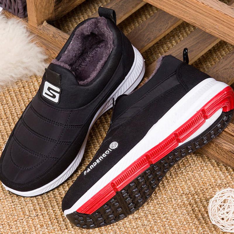 Casual Shoes Winter Boot Men's Fashion Warm Slip on Round Toe Short Ankle Shoes Cotton