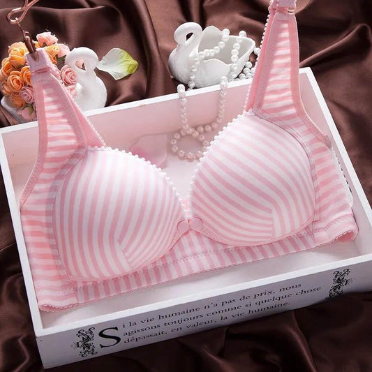 Female Thin Large Size No Steel Rings Breastfeeding Wearable Underwear No Steel Rings Anti-Sagging Cotton Shaped Full Cup Bra