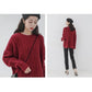 Autumn and Winter Loose Sweater Red Round Neck Pullover Coat Knitted Large Size Simple Young Women's Top