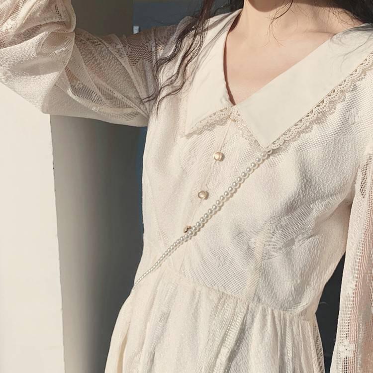 Women Dresses Spring Summer Cotton Linen Elegant Ladies Pleated Long White Dresses V Neck Dress