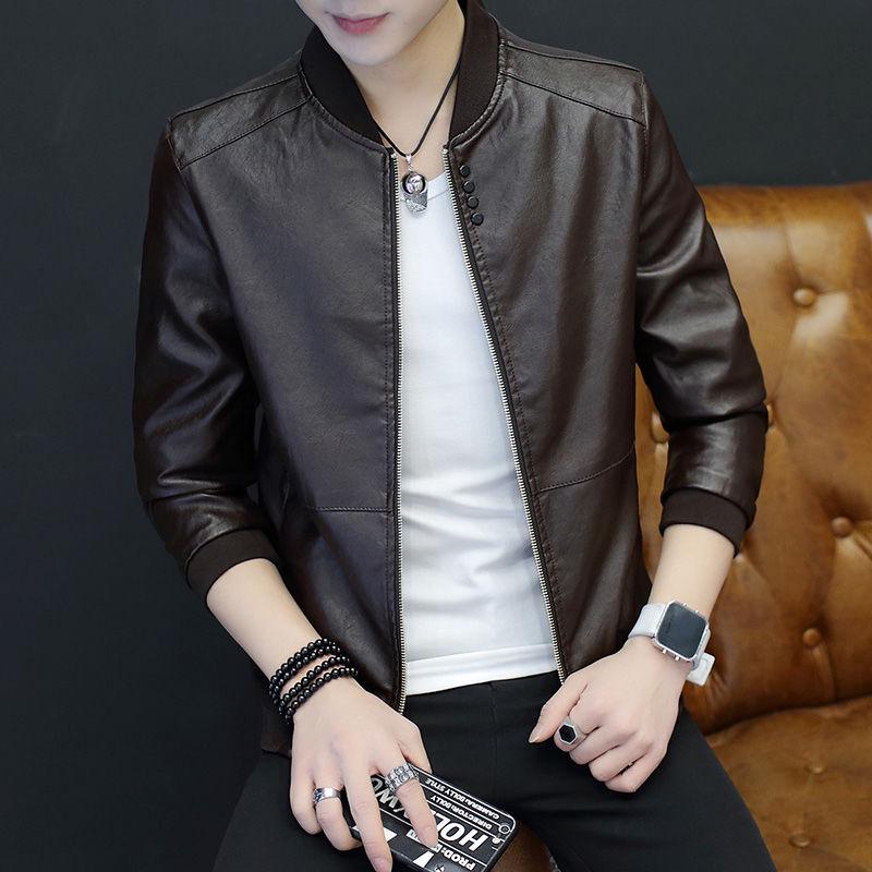 Spring and autumn clothing men's casual jacket leather jacket large size men's jacket