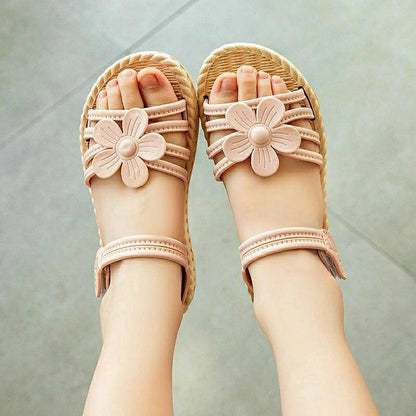 Girls Sandals Gladiator Flowers Sweet Soft Children's Beach Shoes Kids Summer Floral Sandals Princess Fashion Cute High Quality