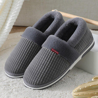 Indoor Slippers for Men Winter Velvet Man Slippers Warm Short Plush Slippers Non-slip Bedroom Slippers Home Couple Soft Shoes