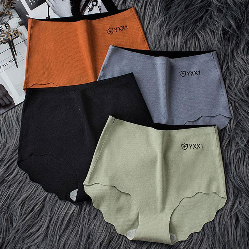 4PCS Plus Size Ladies Sexy Briefs Pure Cotton Antibacterial Panties High Waist Seamless Adult Abdominal Hip Lift Seamless Panties for Ladies