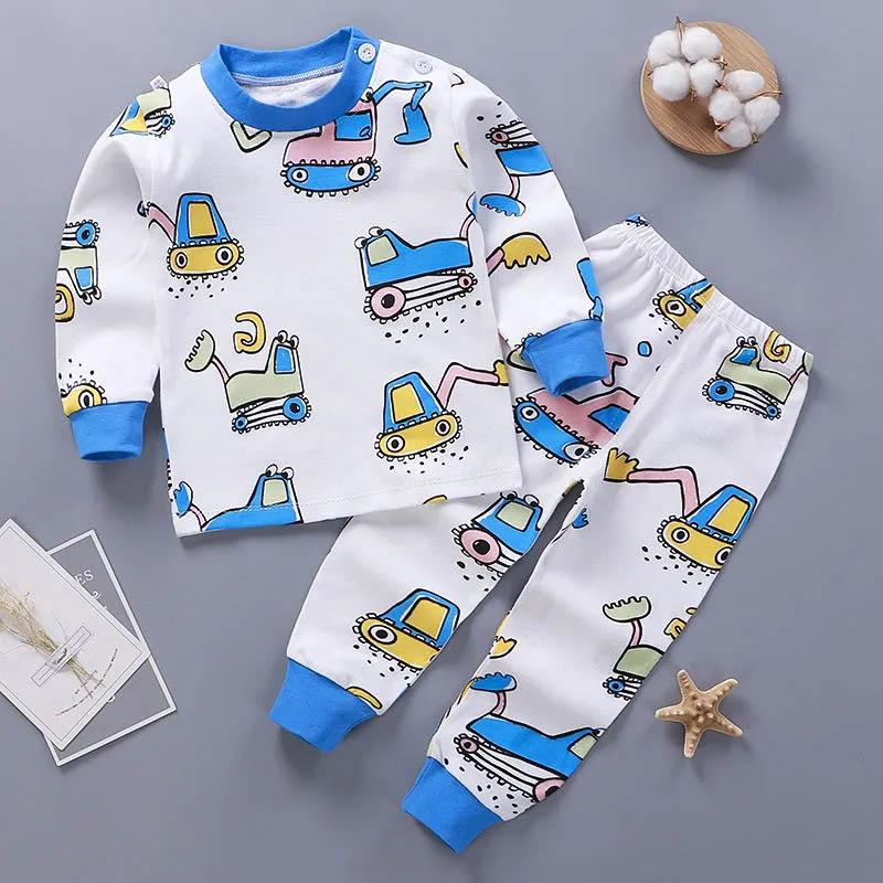 Children's Cotton Home Pajamas Set Spring and Autumn Clothes Pajamas Girls Boys Baby Breathable Comfortable Soft Suit