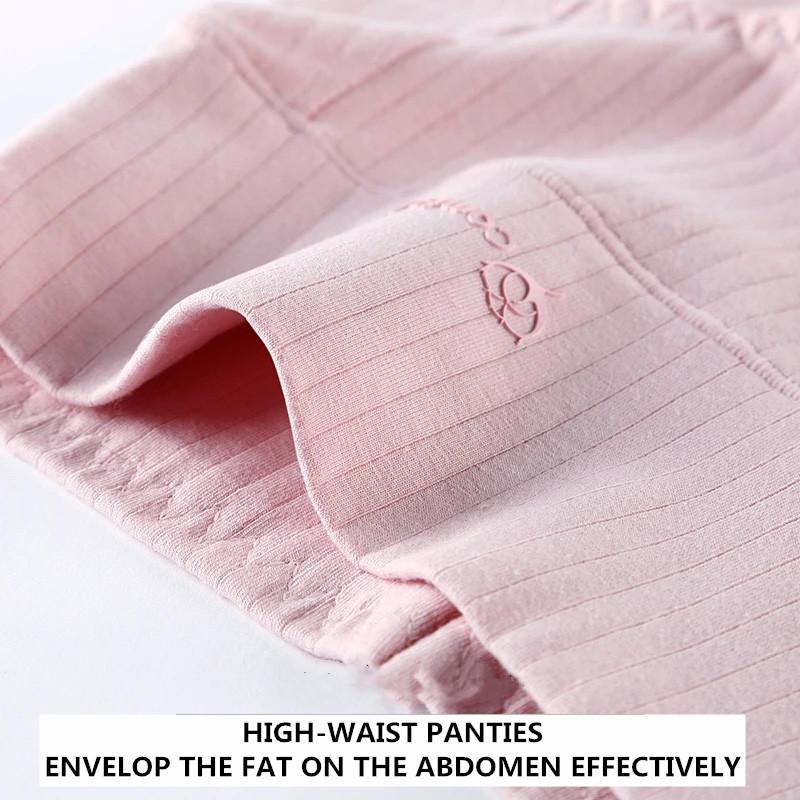 4 Packs Women's Pure Cotton Underwear Breathable Graphene Antibacterial Panties Women's High-waist Abdomen and Hips Underpants Over Size Underwear