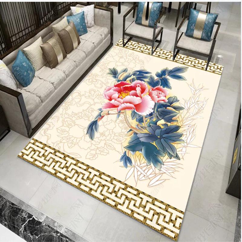 Chinese Style 3D Floral Pattern Carpet for Living Room Area Rug Children Floor Mat Cloakroom Rugs