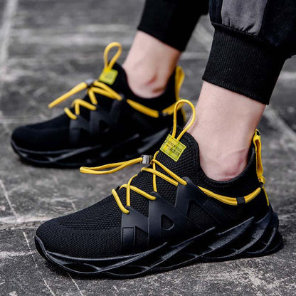 Plus Size 39-44 Men Flying Woven Mesh Sneakers Comfortable Breathable Running Basketball Shoeses Shockproof Non-slip Blade Shoes