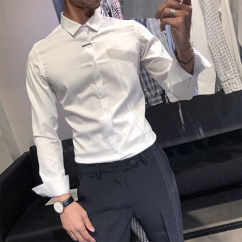 Men's Autumn and Summer Long-sleeved Thin Shirt Loose Trendy Casual Bottoming Top Business Slim Non-iron Men's Shirt