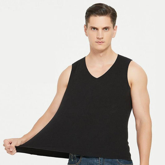 Men Winter Thermal Underwear Vest V-neck Male Autumn Tight Thicken Windproof Comfortable Soft Lining Wearable Versatile Sleeveless Traceless Process